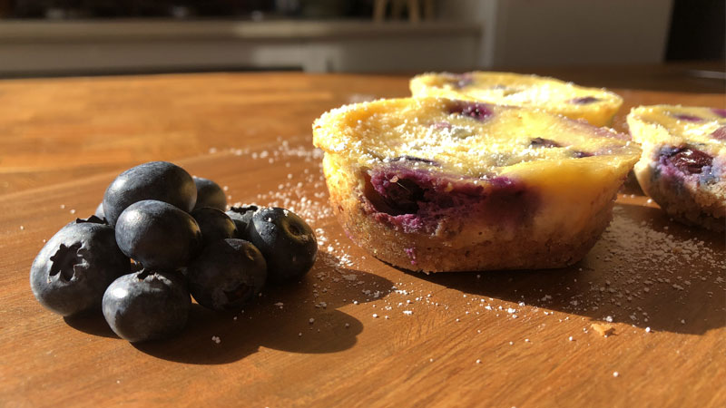 Boy Bakes Treats - Mini Blueberry Lemon Cheesecakes